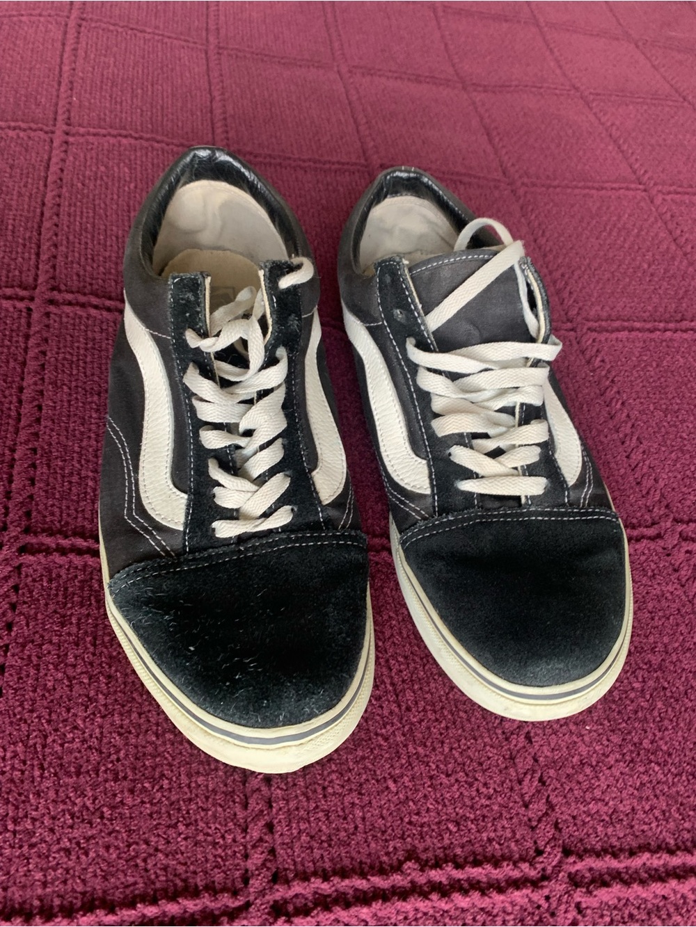 Vintage Black Vans Black and White Low-Top Skate Sneakers